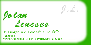 jolan lencses business card